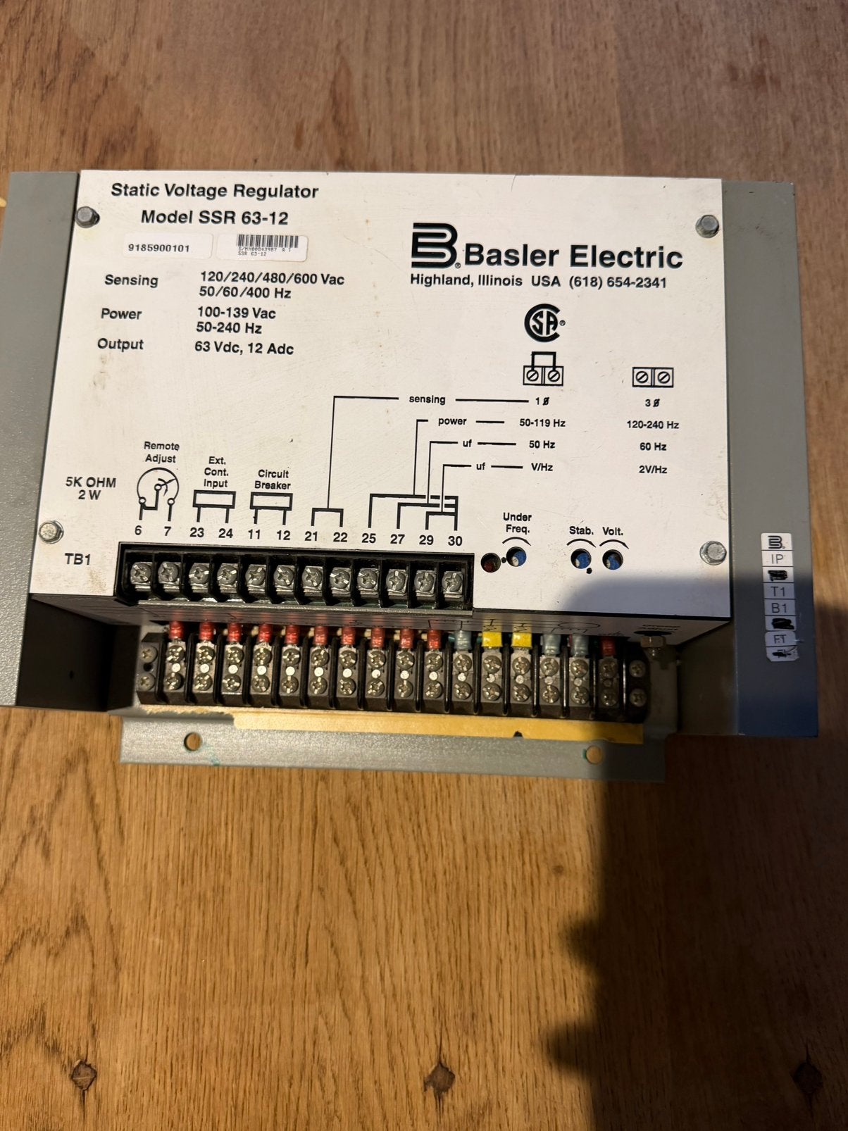 Basler Electric SSR 63-12 Static Voltage Regulator (AVR), Nieuw, Ophalen of Verzenden, Nb, Basler Electric