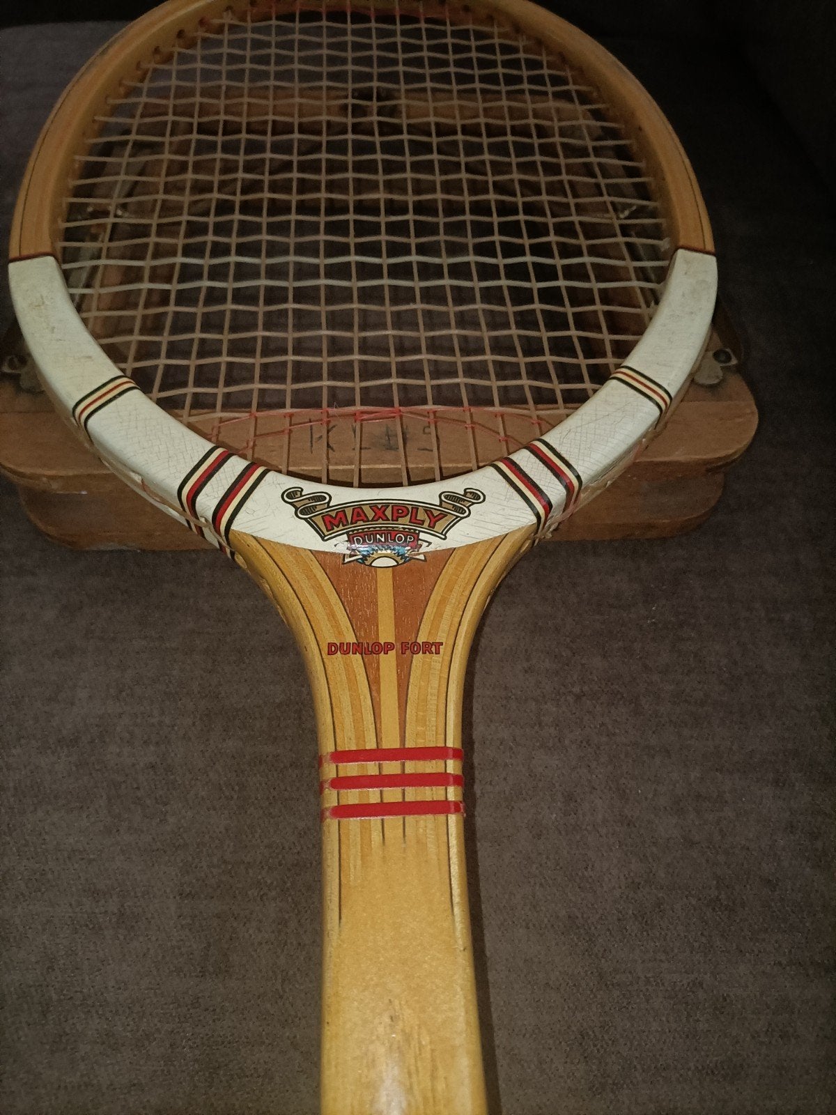 Vintage Dunlop Maxply Fort Tennisracket met Houten Pers, Ophalen of Verzenden