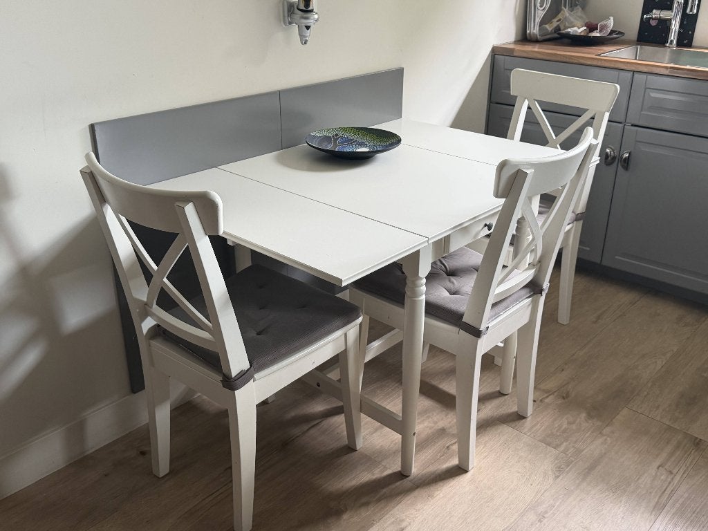 klaptafel ikea met 3 stoelen., Ophalen, Gebruikt, 50 tot 100 cm, 100 tot 150 cm