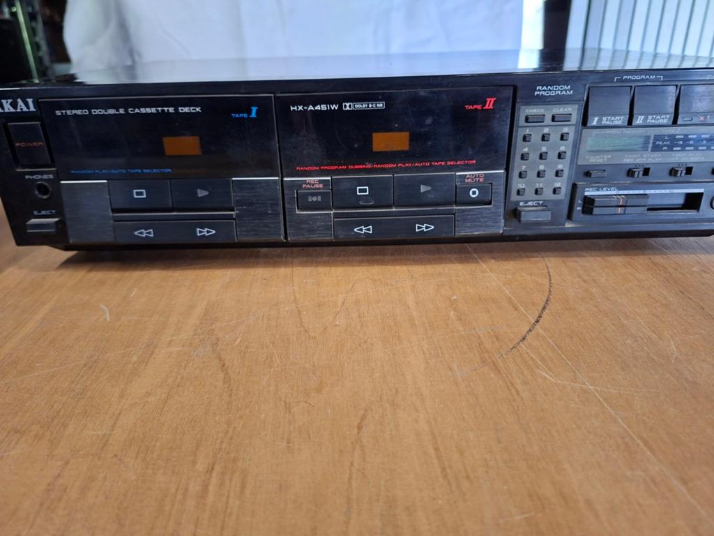 Akai HX-A451W Dubbele Cassettedeck - Vintage Audio, Audio, Tv en Foto, Cassettedecks, Ophalen of Verzenden, Dubbel, Akai, High speed dubbing
