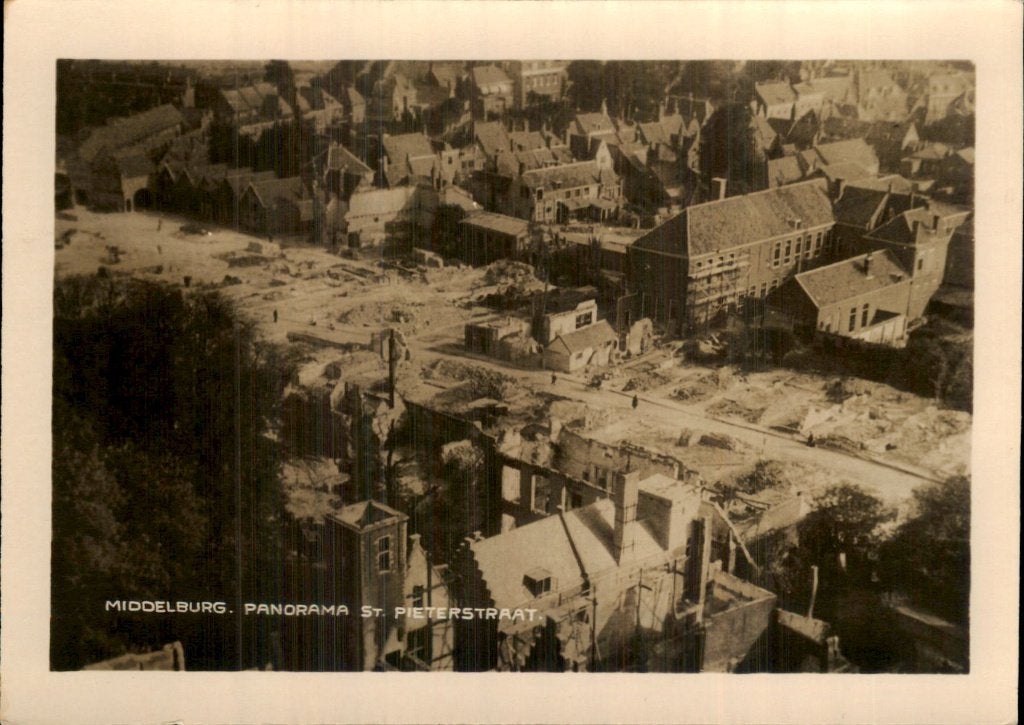 Middelburg - St. Pieterstraat - Panorama, Ophalen of Verzenden, 1940 tot 1960, Ongelopen, Zeeland