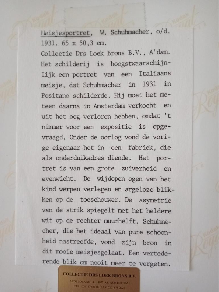Wim Schuhmacher Bergense School foto meisjes portret, Ophalen of Verzenden