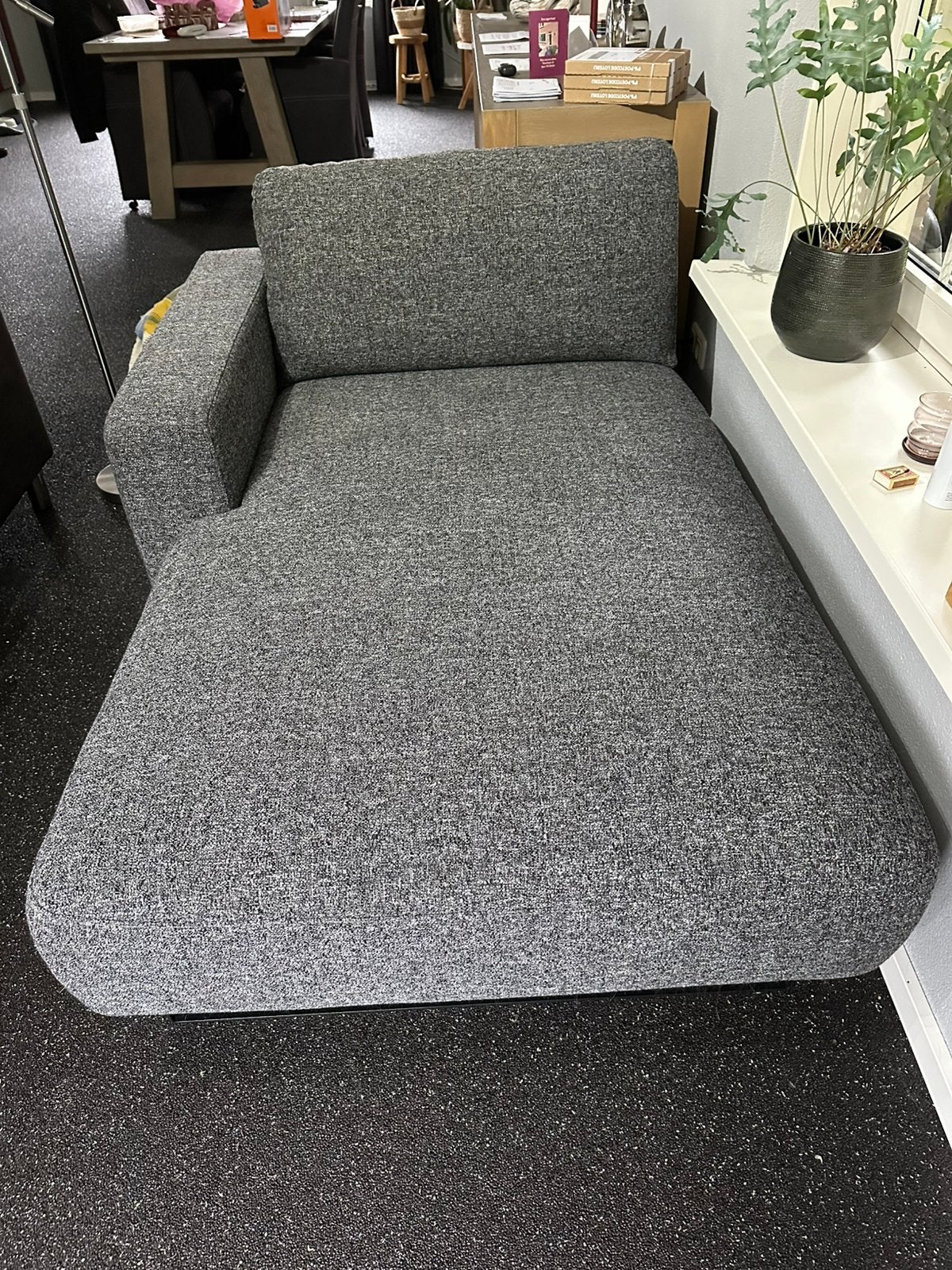 Lounge bank / chaise longue nieuw grijs, Ophalen, Eenpersoons, 100 tot 125 cm, 150 tot 200 cm