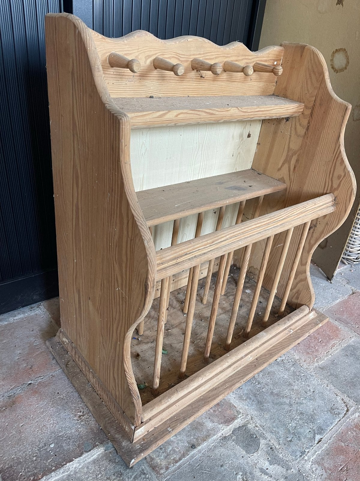 Vintage houten bordenrek 61br x 35d x70cm, Ophalen