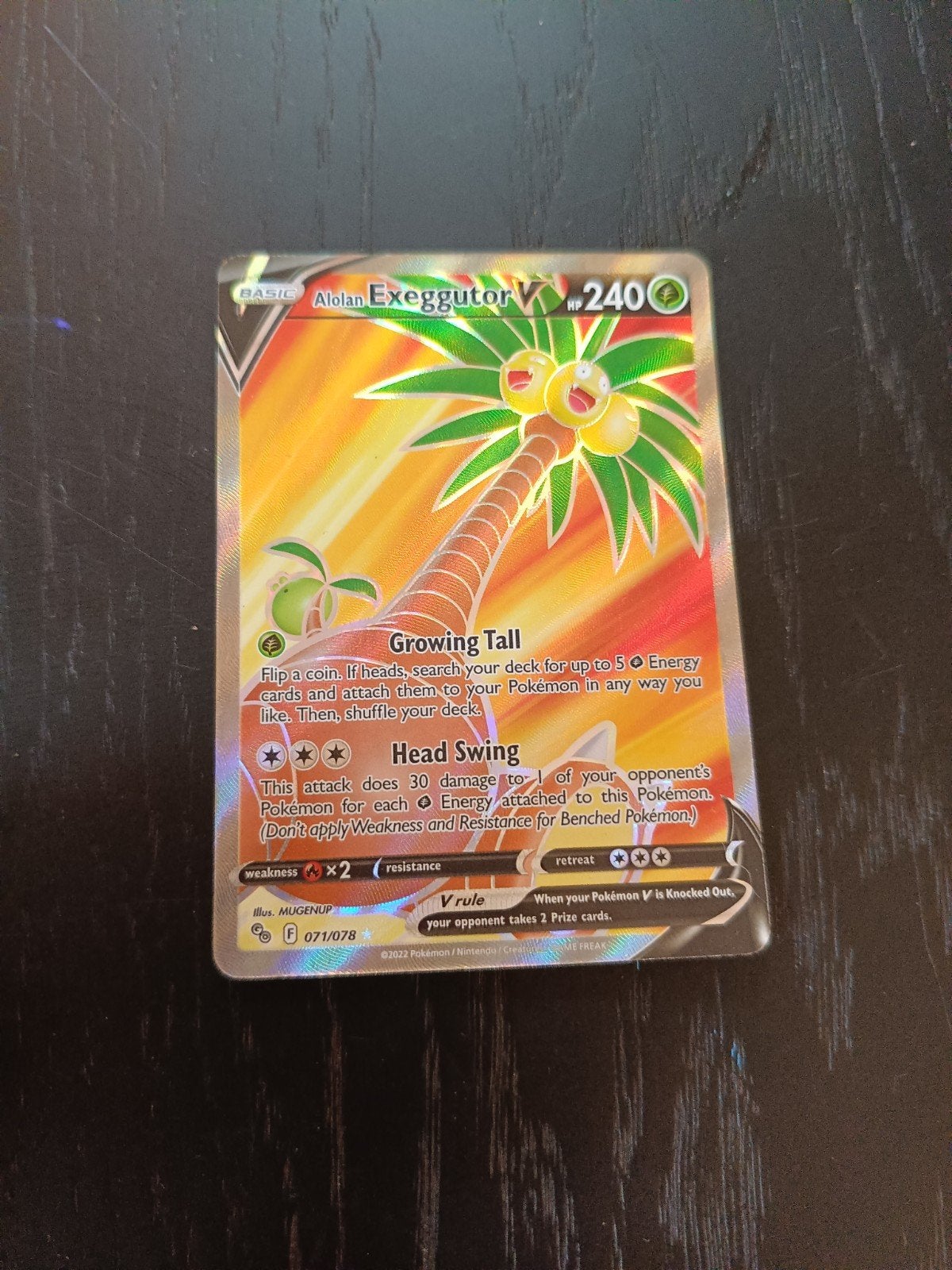 Pokémon kaart Alolan Exeggutor V - Full Art (071/078), Ophalen of Verzenden
