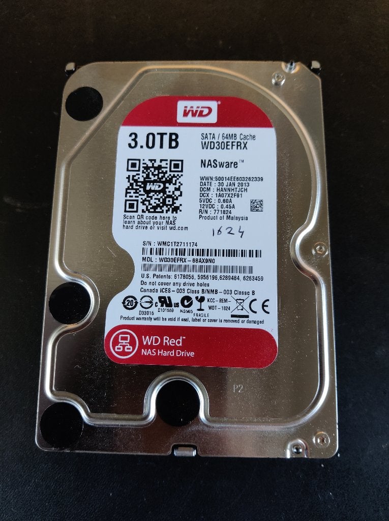 Western Digital WD30EFRX - 3TB SATA WD RED [HDD-1624] 7-10, Computers en Software, Intern, Gebruikt, Ophalen of Verzenden, 3tb