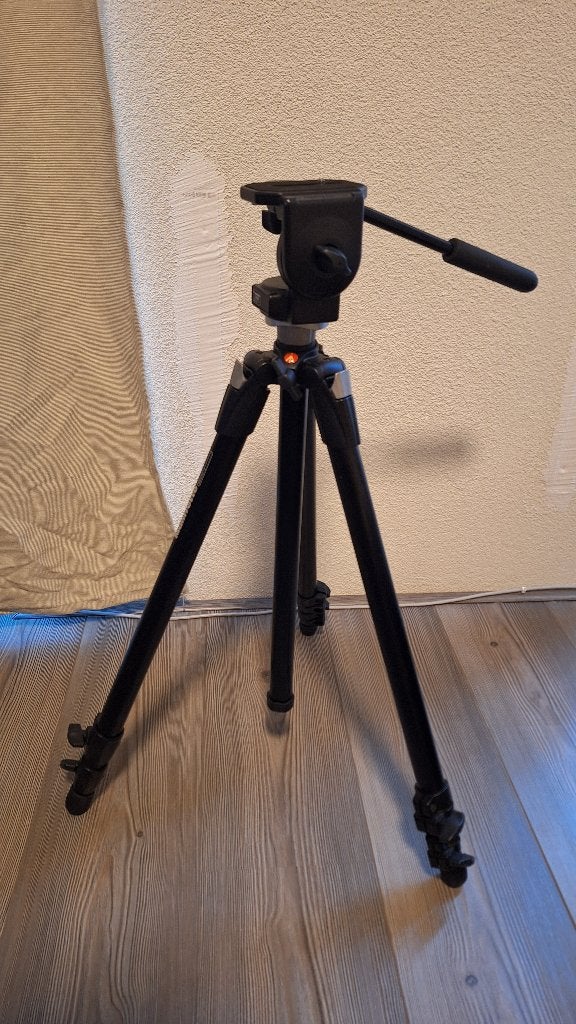 Manfrotto 055XDB statief/tripod en 128RC videokop/video head, Ophalen of Verzenden, Zo goed als nieuw, 175 cm of meer, Driepoot