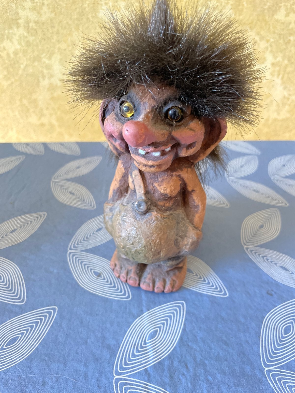 Vintage Troll Popje met Harige Haren - Uniek Verzamelobject, Ophalen of Verzenden, Zo goed als nieuw