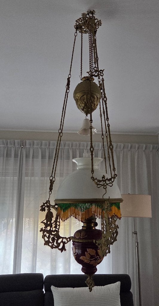 Antieke petroleum lamp, Ophalen, Gebruikt, Antiek