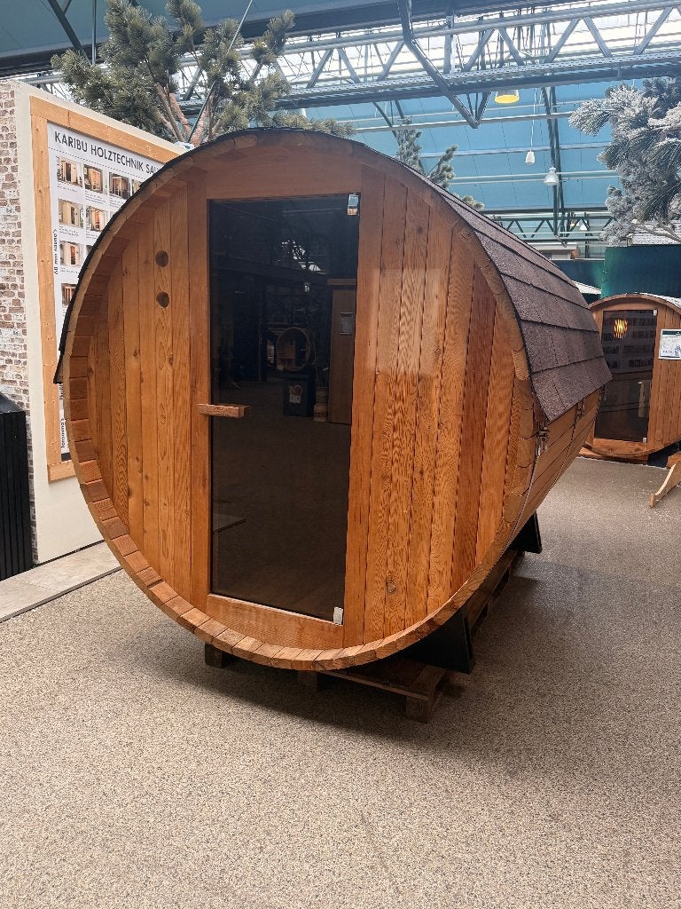 Barrelsauna 8ft. | SHOWROOMMODEL, Ophalen, Zo goed als nieuw, Fins of Traditioneel, Complete sauna
