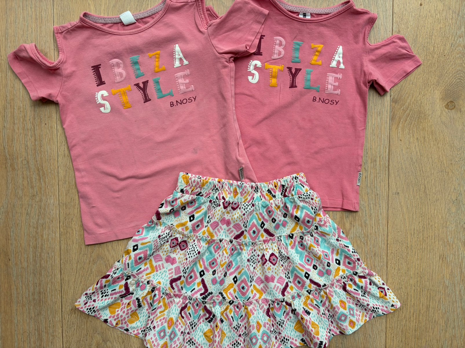 Set rok met 2 shirts B.Nosy mt 122/128 (134/140) netjes, Kinderen en Baby's, Kinderkleding | Maat 122, Ophalen of Verzenden, Gebruikt