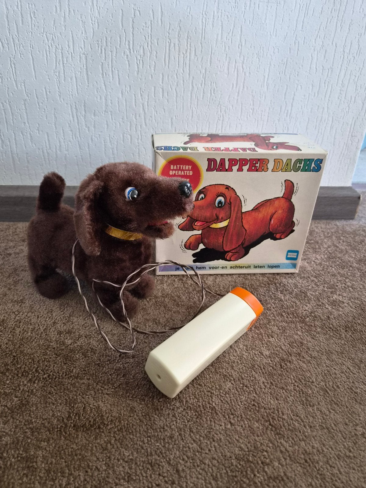 Vintage Hema Dapper Dachs Teckel Hond Speelgoed met Doos, Ophalen of Verzenden, Zo goed als nieuw