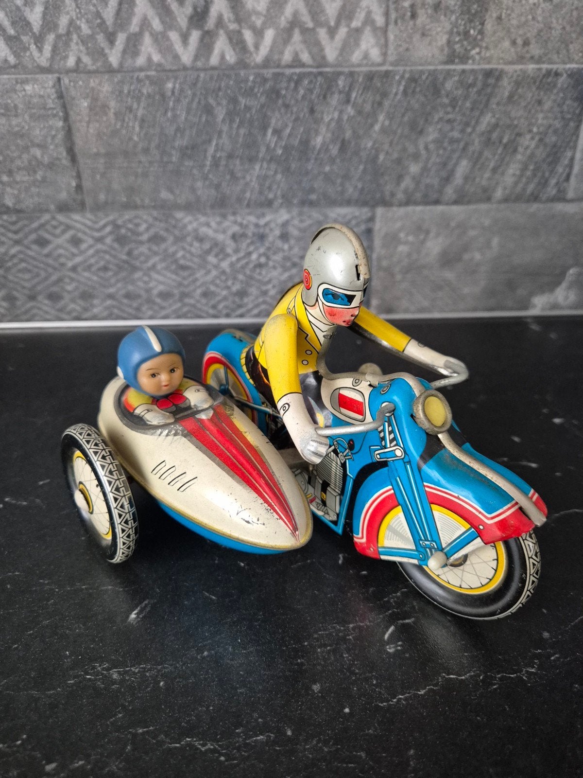 Vintage Opwindmotorfiets met Zijspan Jaren '60/'70, Ophalen