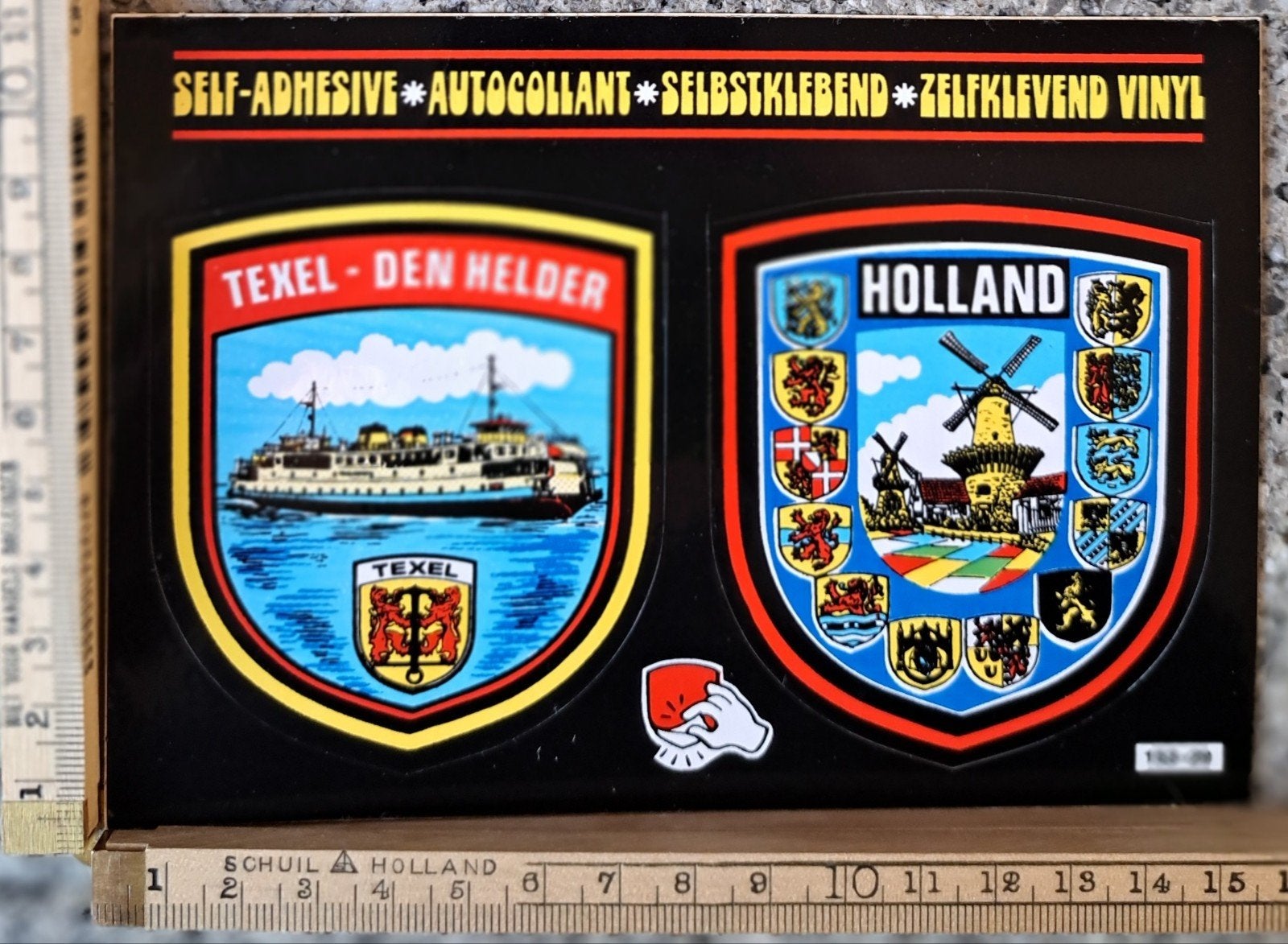 Vintage ansichtkaart met vinyl Stickers Texel Den Helder, Ophalen of Verzenden, Zo goed als nieuw