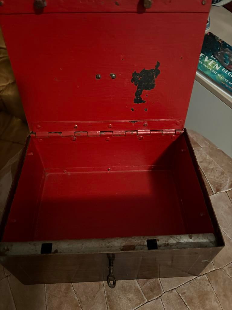 Antieke geldkist met handvat, Gebruikt, 50 tot 100 cm, Ophalen of Verzenden, Minder dan 50 cm