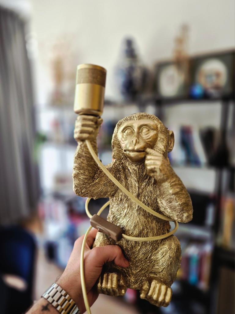 Gouden lamp in de vorm van een aapje - Kunststof, E27, Ophalen of Verzenden, Nieuw, Kunststof, IKEA