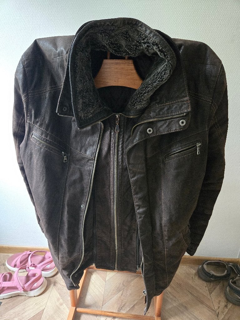 leren heren jas, Maat 52/54 (L), Ophalen of Verzenden, Gedragen, Onbekend