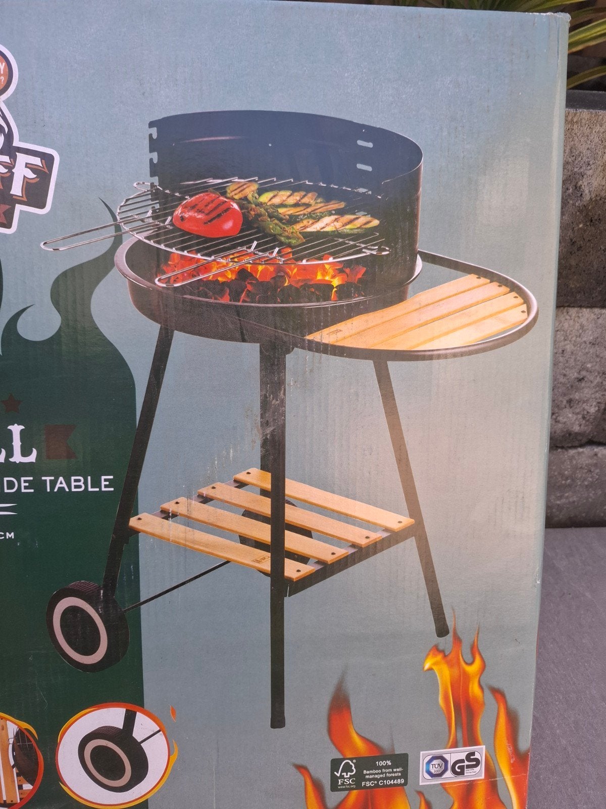 partijen   Big Jeff BBQ Grill met Bamboe Zijtafel - Nieuw in, Ophalen, Nieuw, Big Jeff