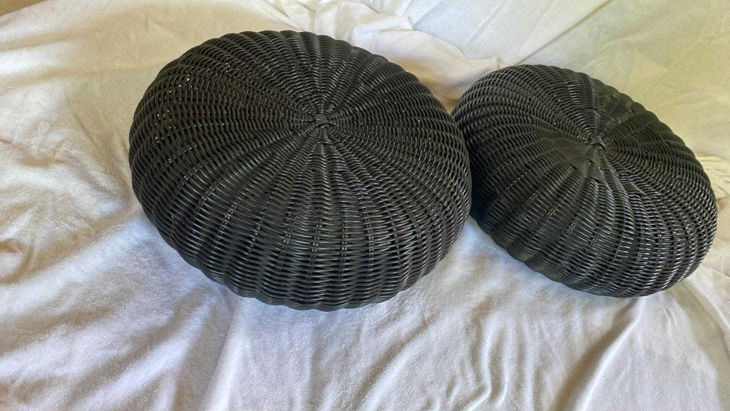 Ikea poef grond kussen 4 stuks in 1 koop, Minder dan 50 cm, Gebruikt, Riet of Rotan, Rond