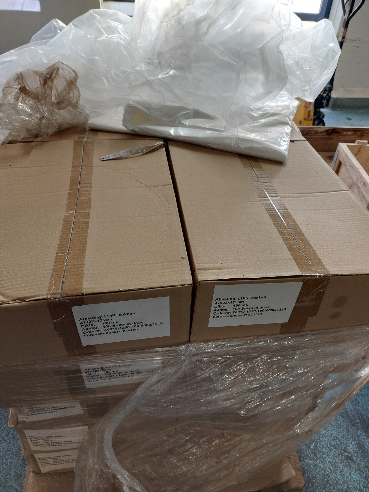 LDPE plastic zakken 47x22x125cm, 100 mu - 100 stuks/doos, Ophalen of Verzenden