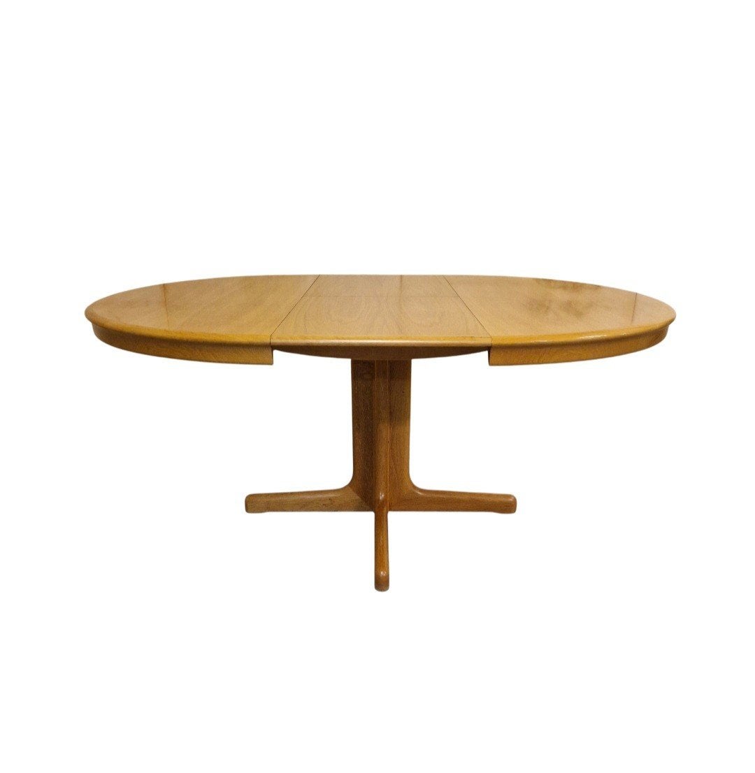 Vintage uitschuifbare ronde eettafel  Lübke ronde tafel, Ophalen of Verzenden