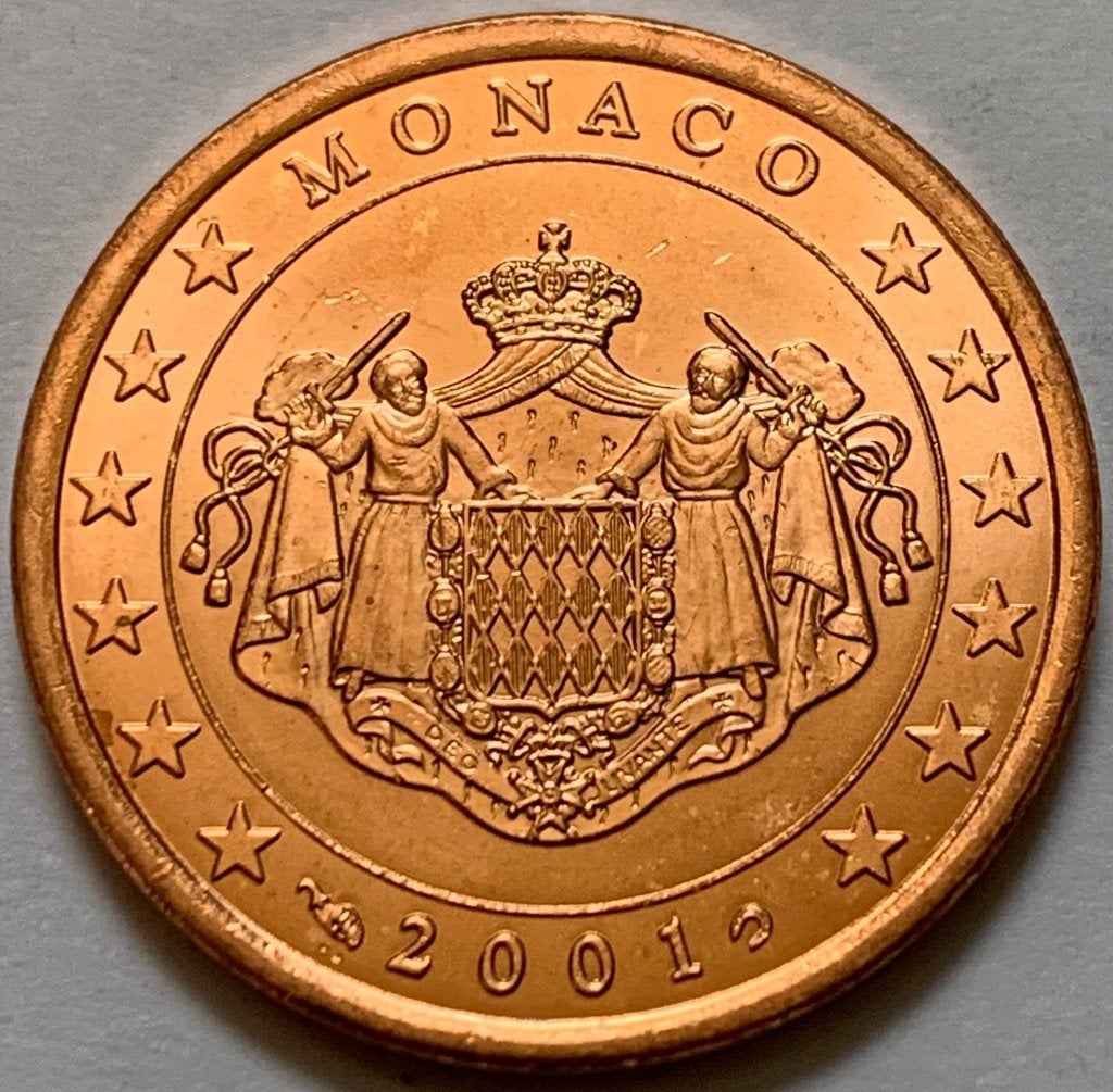 5 Cent Monaco 2001 UNC (Wapen van Monaco), Verzenden, Monaco, 5 cent, Losse munt