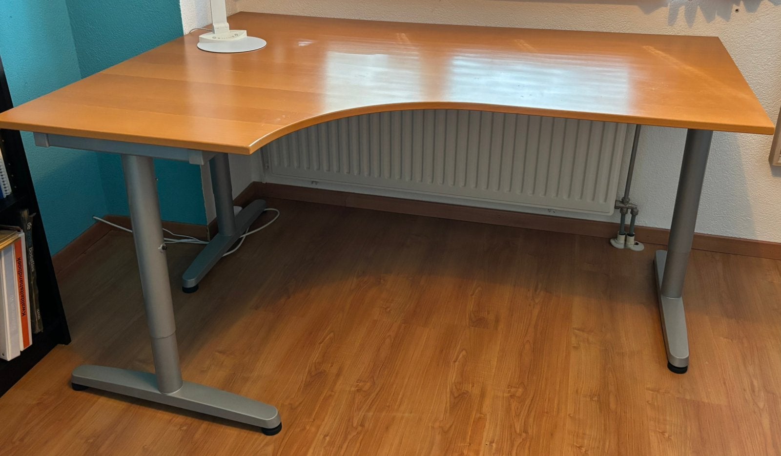 Bureau beuken met grijze poten, Ophalen, Gebruikt, 120 cm, Hout