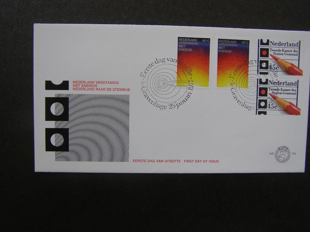 FDC 1977: NVPH 154; Energie + Verkiezingen; onbeschreven, Ophalen of Verzenden, Onbeschreven, Nederland
