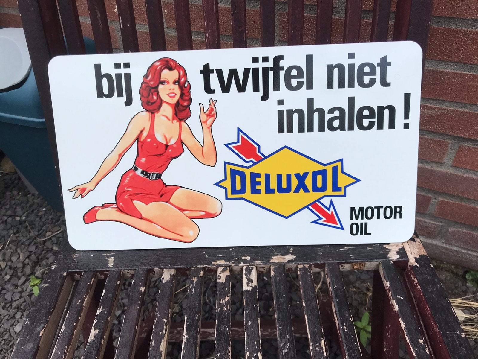 Deluxol bij twijfel reclame bord, Verzamelen, Merken en Reclamevoorwerpen, Ophalen of Verzenden, Zo goed als nieuw, Reclamebord