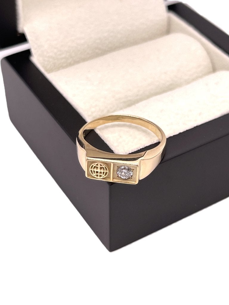 10 Karaat Massieve Heren Ring 0.20 ct Diamant - G / VS1, Ophalen, TIEMAN JUWELIERS, Zo goed als nieuw, 17 tot 18