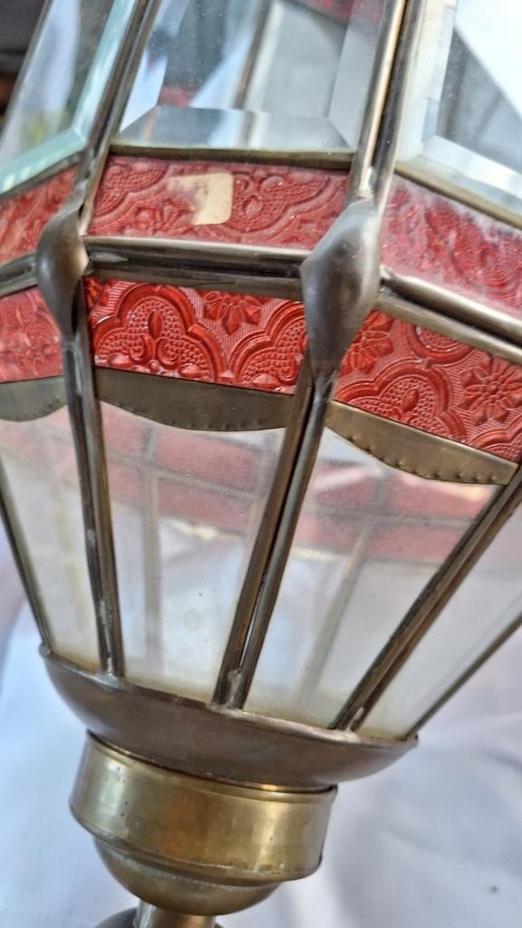 3 glas in lood hanglampen (zonder fitting), Huis en Inrichting, Lampen | Hanglampen, Ophalen, Gebruikt, Glas, Glas in lood