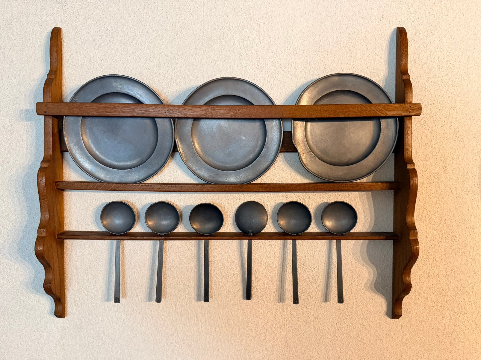Tinnen borden en lepels incl rek, Antiek en Kunst, Antiek | Tin, Ophalen