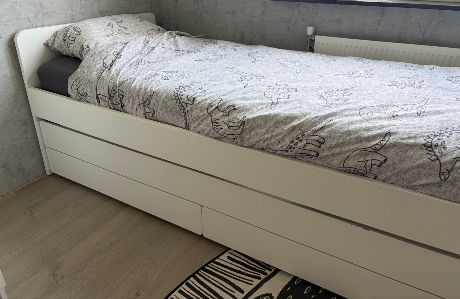 Uitschuifbed IKEA Släkt, Ophalen, 90 cm, Wit, Tweepersoons