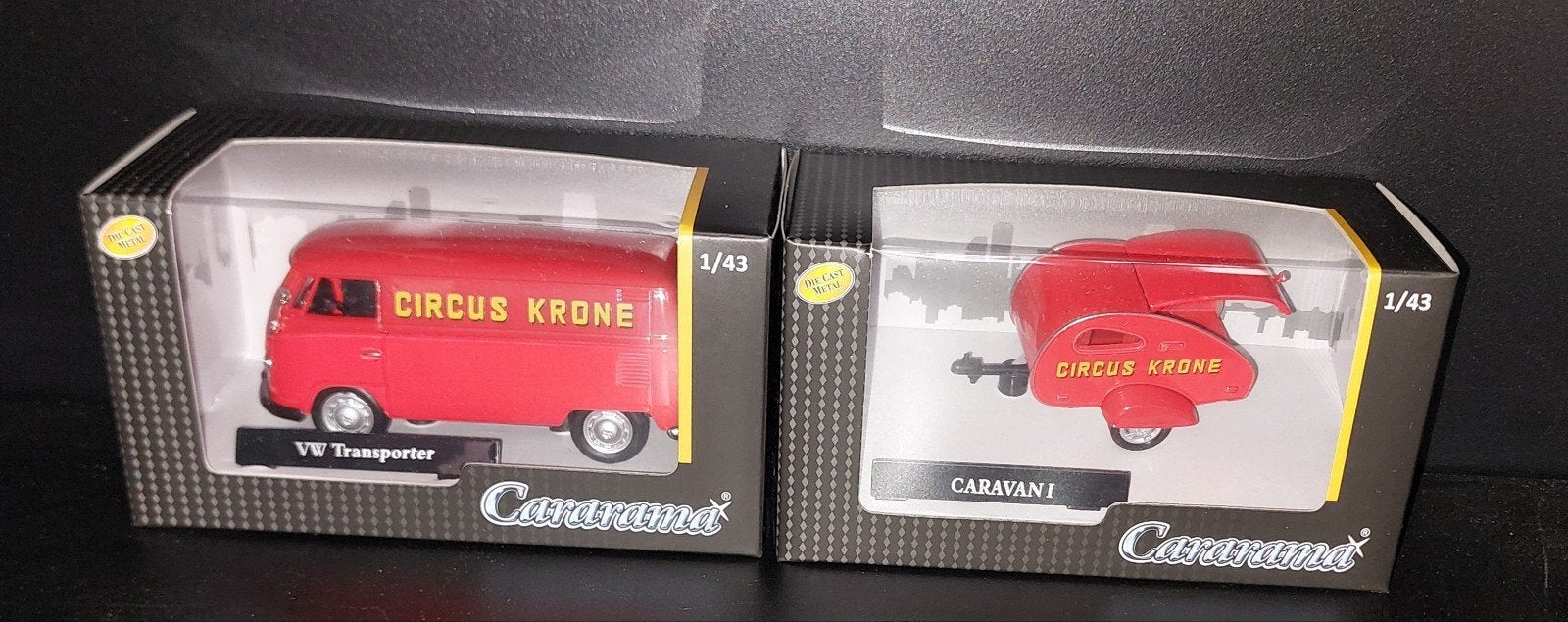 Cararama VW Transporter & Caravan I Circus Krone 1:43, Hobby en Vrije tijd, Overige merken, Auto, 1:32 tot 1:50, Nieuw