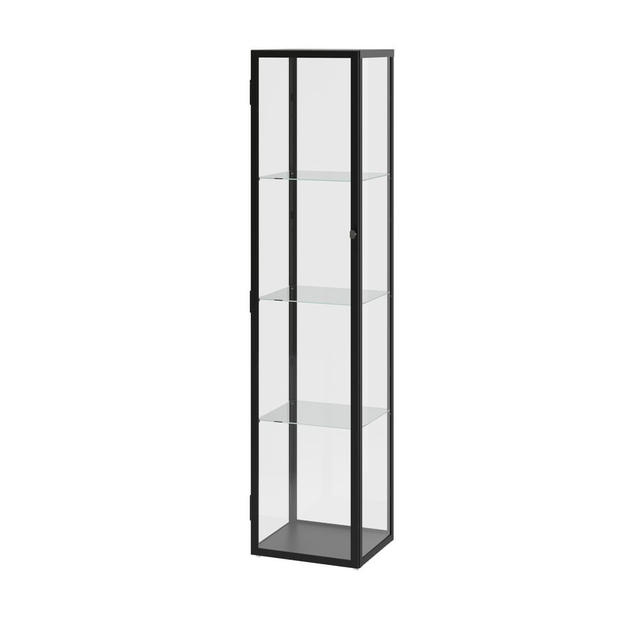 IKEA Vitrinekast met glazen planken - Zwart, Huis en Inrichting, Ophalen, Minder dan 50 cm, Gebruikt, Glas