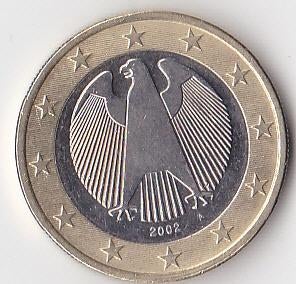 1 euro 2002 Duitsland (A) - vrijwel UNC., Ophalen of Verzenden, Duitsland, 1 euro, Losse munt