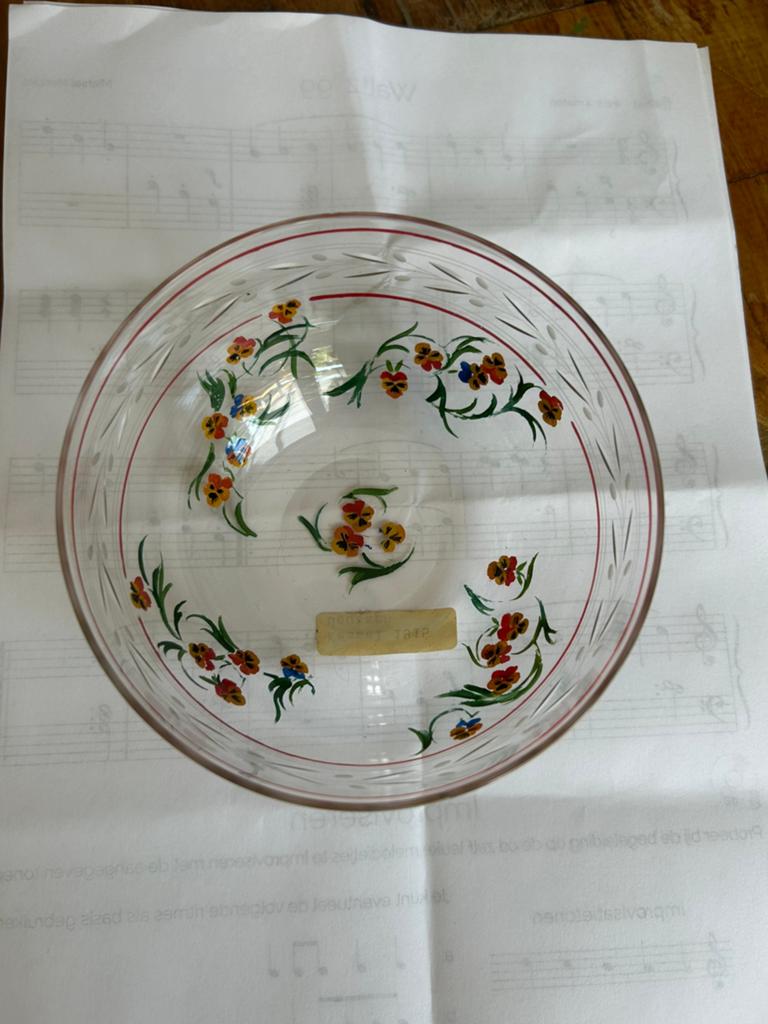 Antiek glazen bliemen kom/schaal uit 1915 uit Kassel, Antiek en Kunst, Ophalen of Verzenden