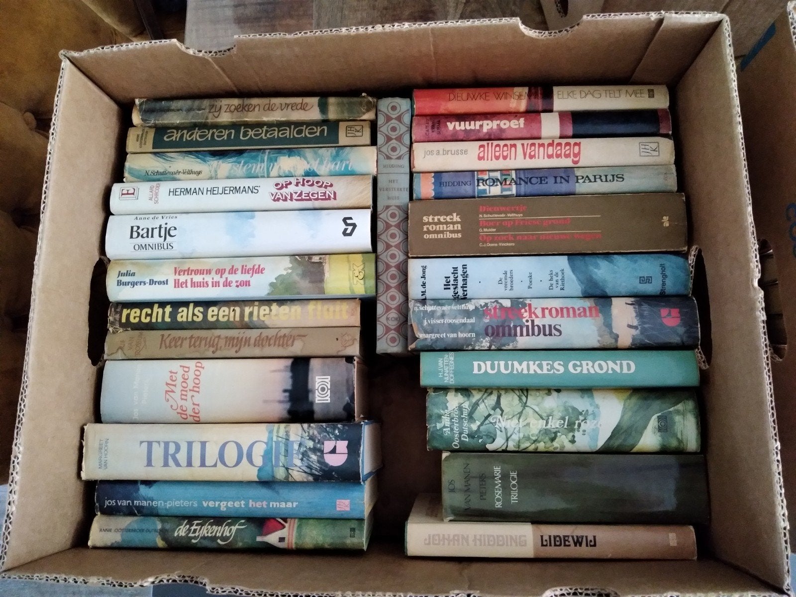 4 dozen met ong 95 streekboeken streekromans voor €7,50, Ophalen, Gelezen