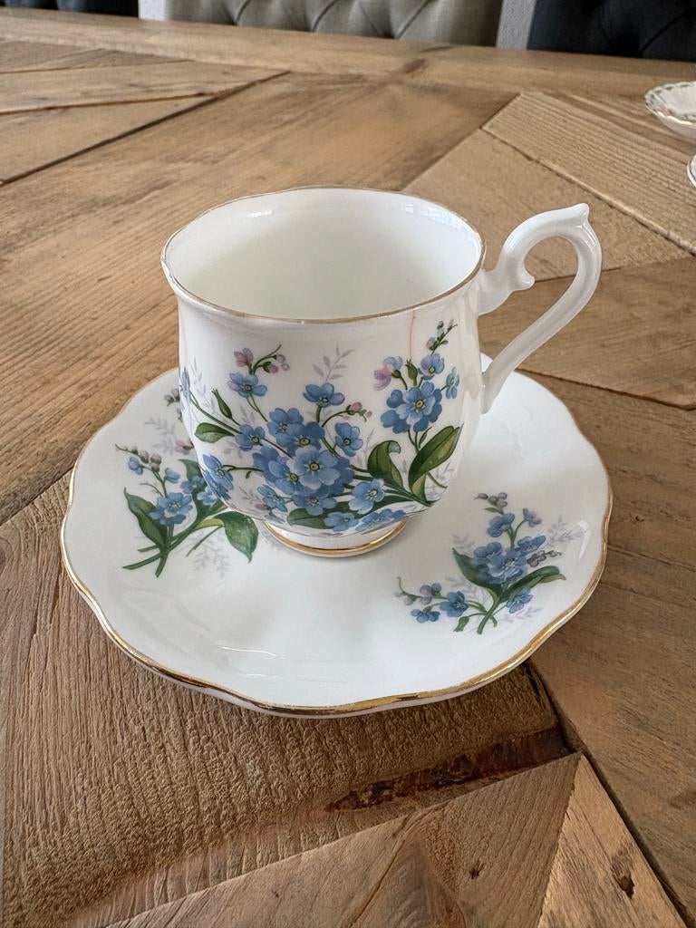 Royal Albert Forget-Me-Not Kop en Schotel - Bone China, Verzamelen, Porselein, Kristal en Bestek, Ophalen