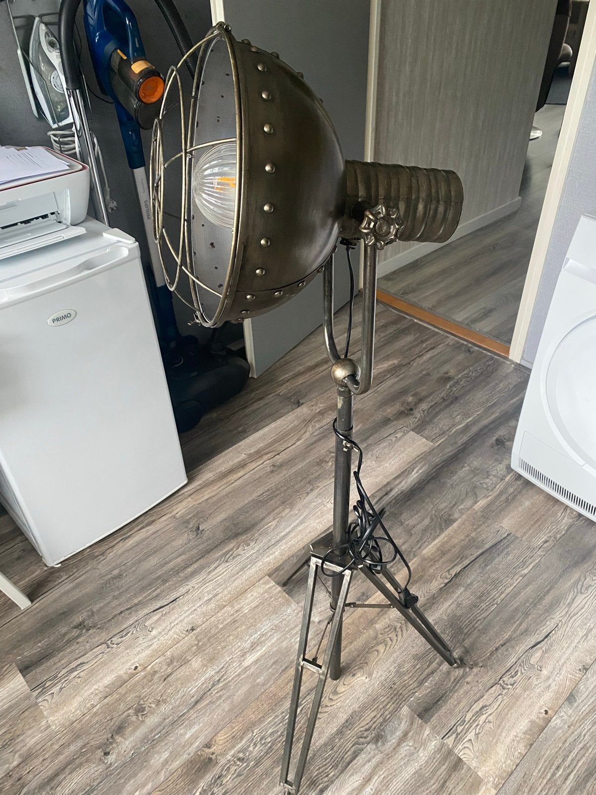Industriële Vloerlamp Loods 5 - Hoogte Verstelbaar, Ophalen, Gebruikt, E27 (groot), Metaal