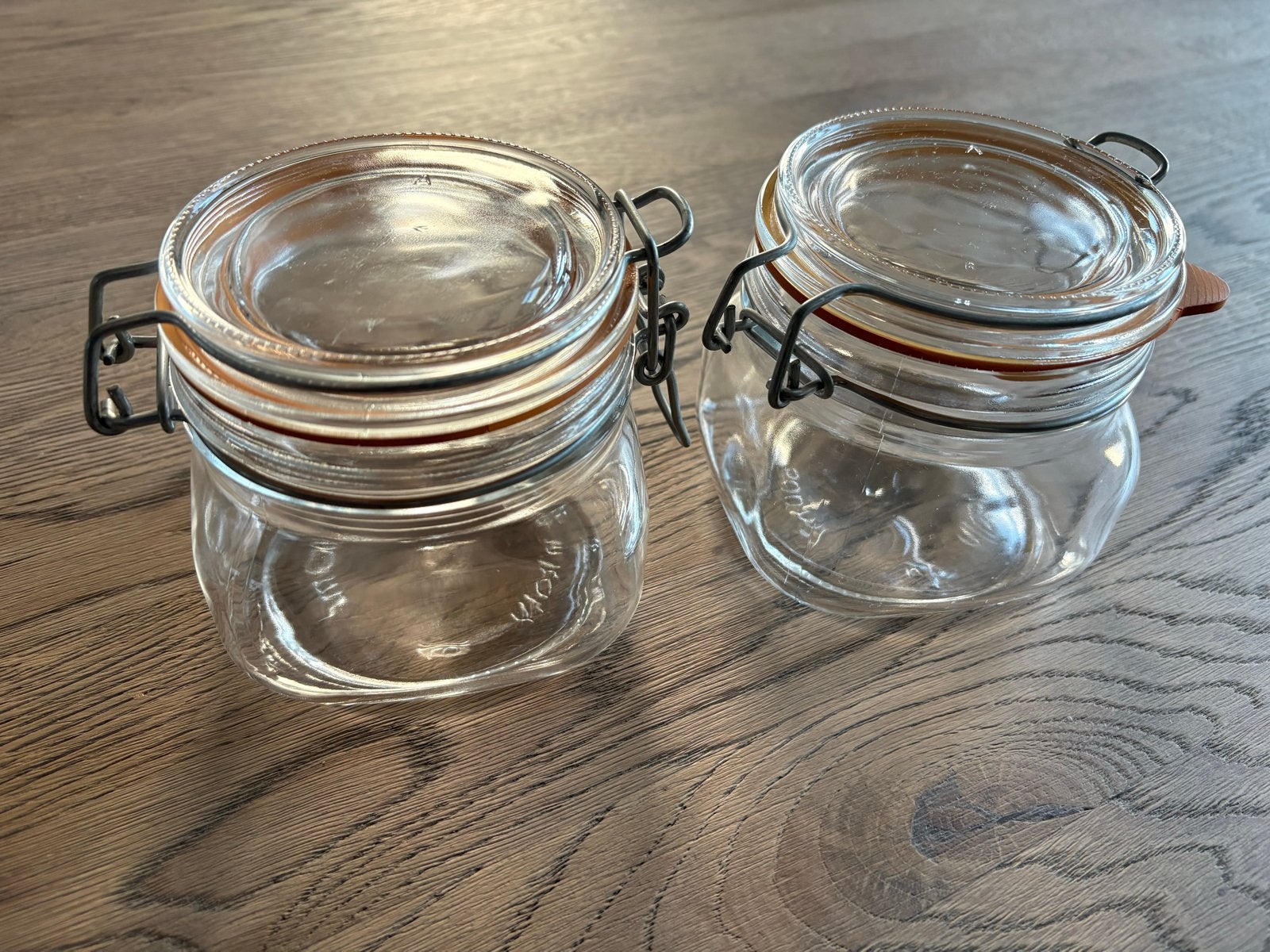 Set van 2 Weckpotten met beugelsluiting, Voorraadpot, Ophalen of Verzenden, Gebruikt, Glas