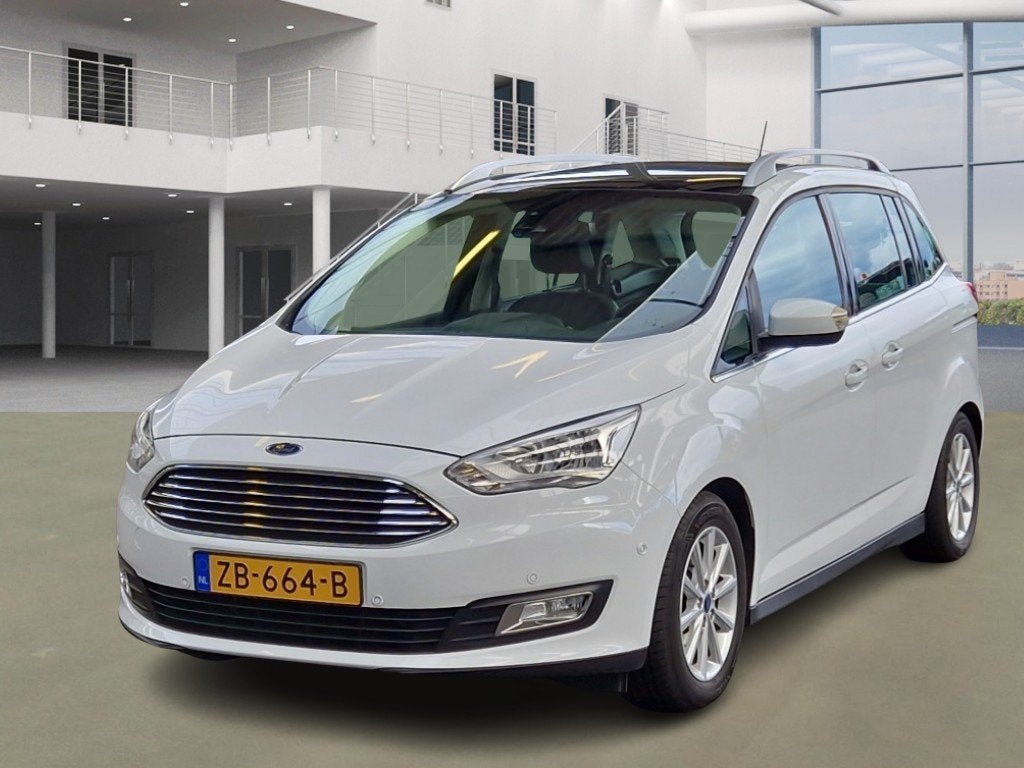 Ford Grand C-Max 1.0 Ecob. Titanium 125pk 2019 pano-Leder-7p, Auto's, Voorwielaandrijving, 125 pk, Adaptive Cruise Control, 7 stoelen