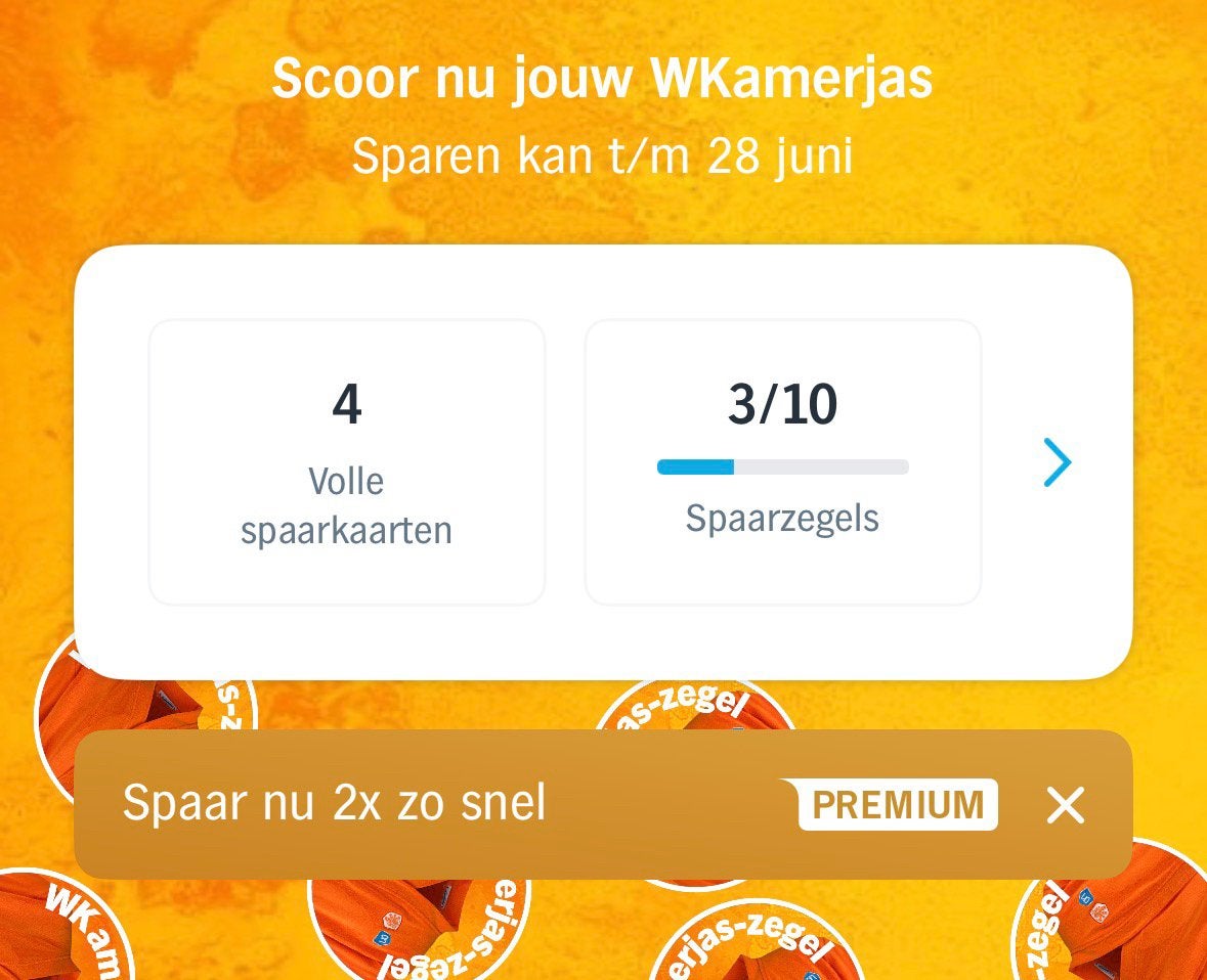 AH WK kamerjas zegels, Hobby en Vrije tijd, Spaarzegeltjes, Ophalen of Verzenden, Winkel, Super of Benzinepomp, Volle spaarkaart