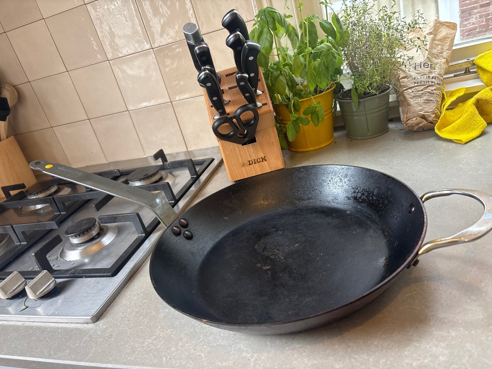 32cm De Buyer 'Mineral B' Element Koekenpan - PFAS Vrij, Gebruikt, De Buyer, Ophalen of Verzenden, Geschikt voor inductie