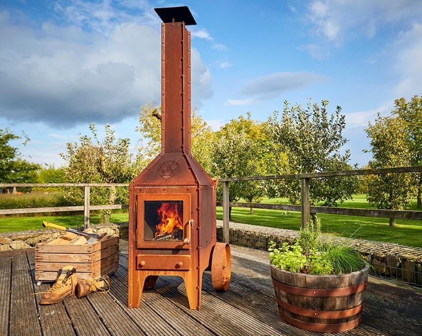 prachtig apart model tuinhaard cortenstaal verrijdbaar, Tuin en Terras, Tuinhaarden, Nieuw, Ophalen of Verzenden