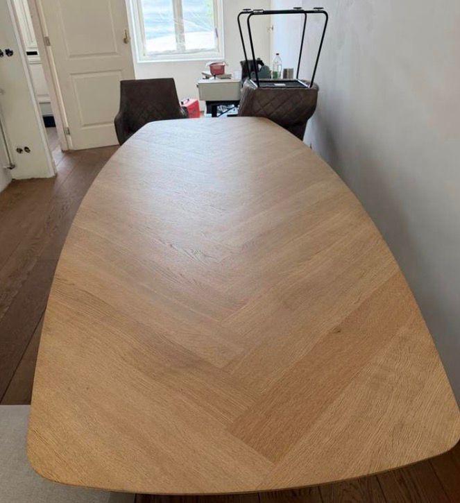 Deense ovale eettafel eiken visgraat Maison Manon 260cm, Ophalen, Eikenhout, 200 cm of meer, Zo goed als nieuw