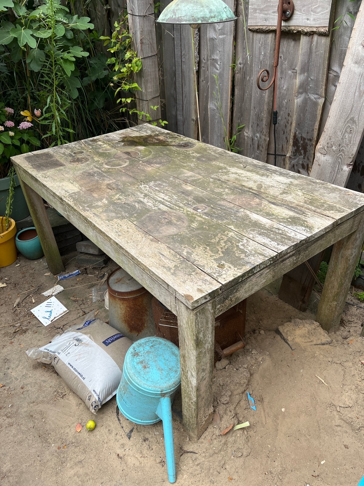 Gratis af te halen: Teakhouten tuintafel (160x90,5 cm), Ophalen of Verzenden, Gebruikt, Rechthoekig, Teakhout