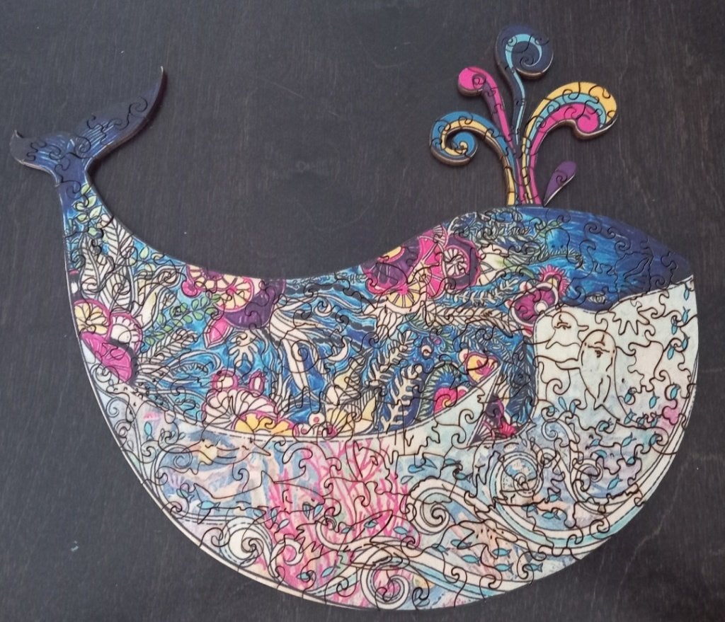 Wooden puzzel walvis A3-formaat, Hobby en Vrije tijd, Denksport en Puzzels, Ophalen of Verzenden, Minder dan 500 stukjes