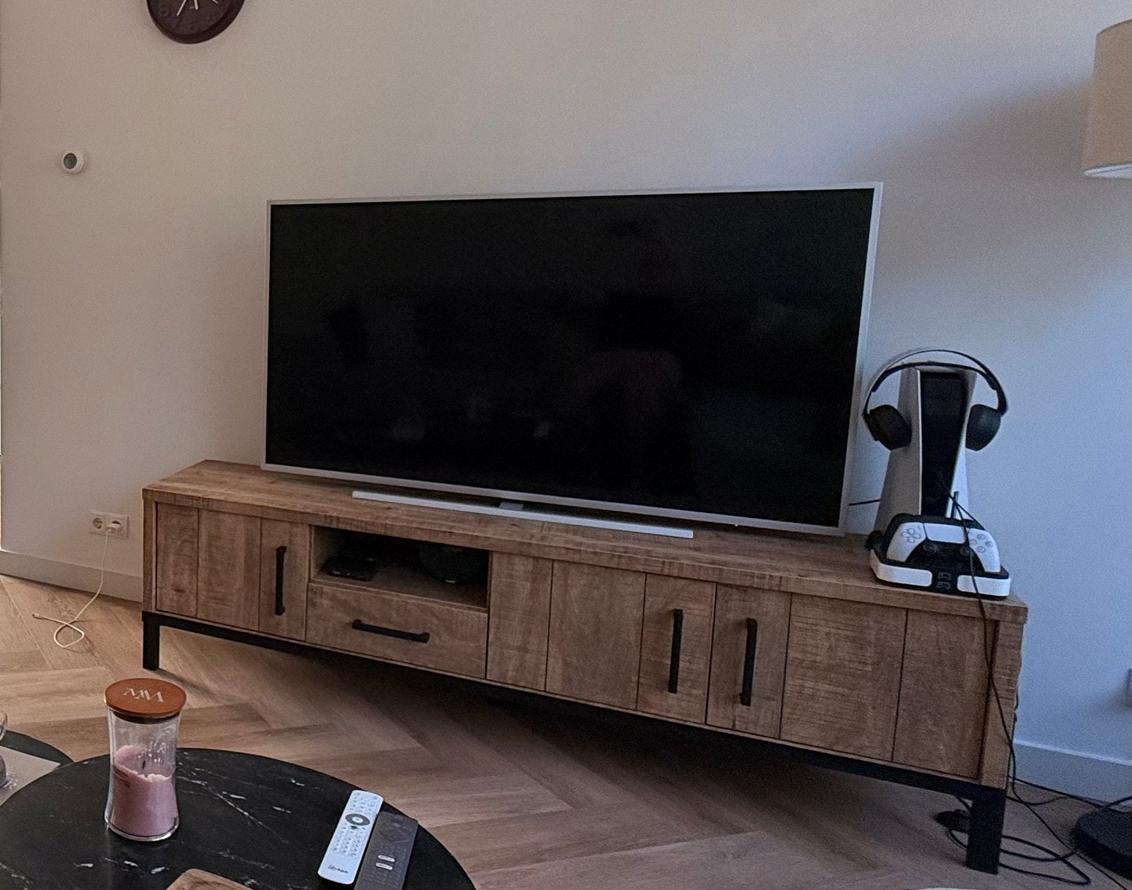 Nieuw!! Tv meubel mangohout 180cm, Ophalen, 150 tot 200 cm, Nieuw, Minder dan 100 cm