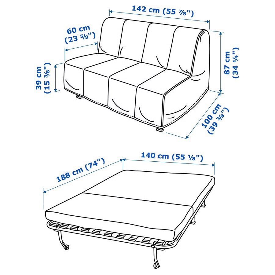 2-seat sofa-bed, Knisa light grey, Ophalen, Zo goed als nieuw, Tweepersoons